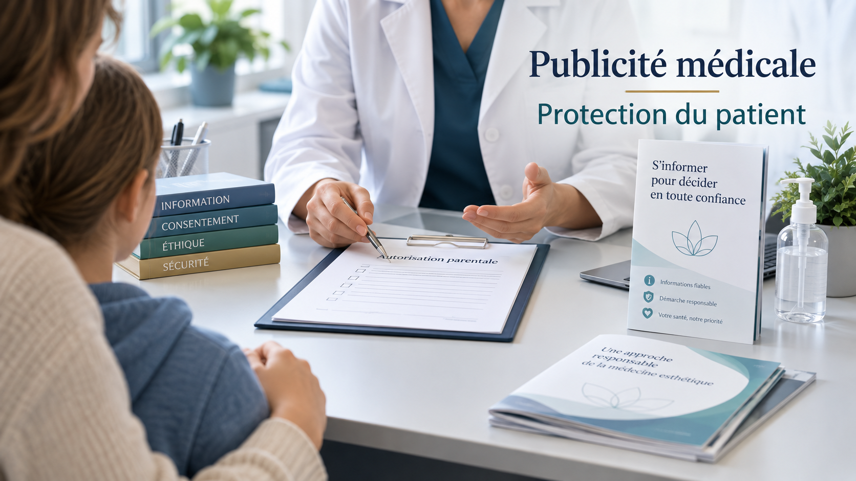 Illustration droit de la santé : publicité médicale, consentement, mineurs et protection du patient