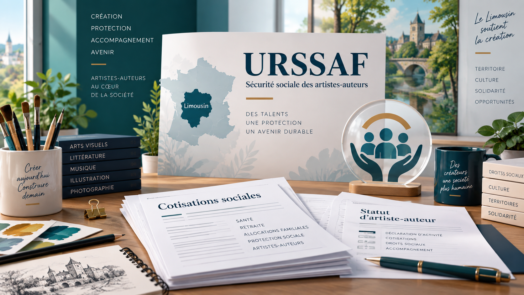 Illustration URSSAF et sécurité sociale des artistes-auteurs : cotisations sociales, statut d’artiste-auteur et protection sociale